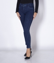 Сиви ластични дънки 9/10 с кант, с брокат