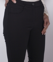 Панталон, черен, с бяло дискретно райе (с полар)