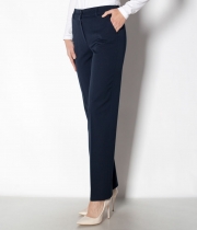 Панталон с ръб, итал.джоб, син бистреч